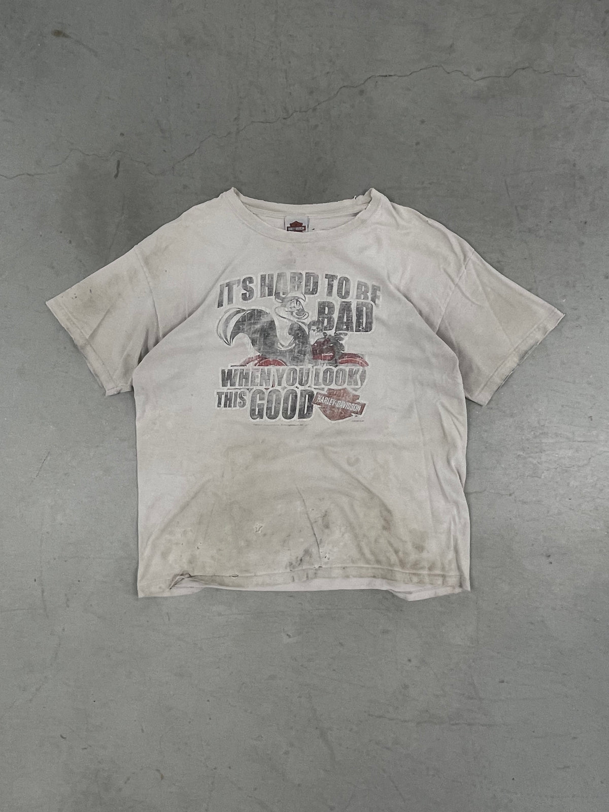 Thrashed Vintage Harley Davidson + Looney Tunes Collab Tee | XL