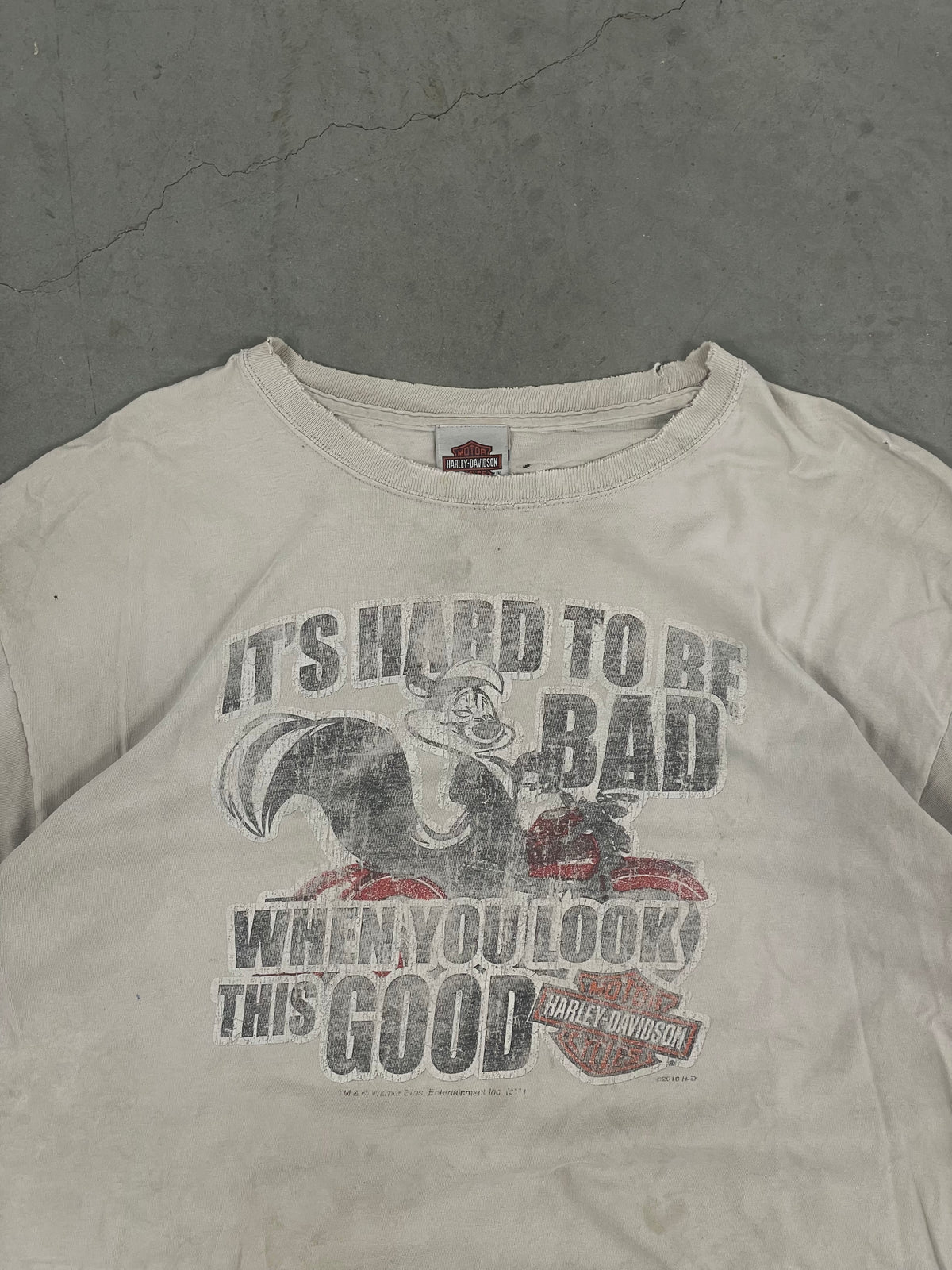 Thrashed Vintage Harley Davidson + Looney Tunes Collab Tee | XL